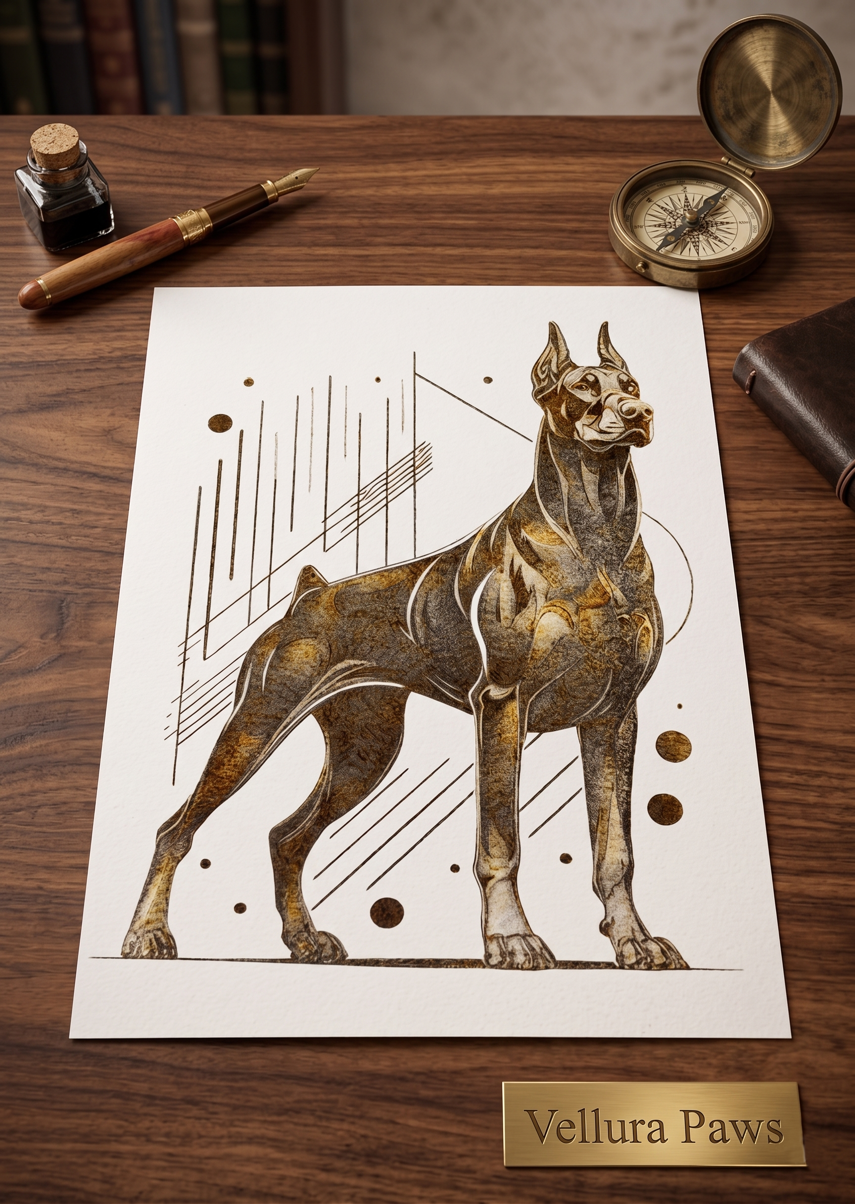 doberman – portret w geometrycznej oprawie doberman